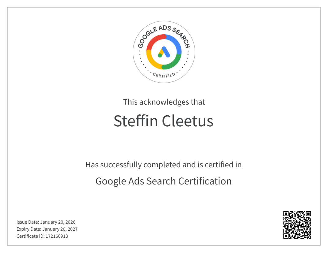 Google Ads Search Certification - Digital Steffin